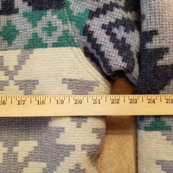 ✅VTG Woolrich Chore Jacket Women's LARGE Blue/Grey Aztec Southwest Wool✅STAINING - Picture 12 of 16